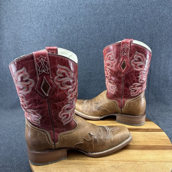 J.B. Dillon Reserve JBR2003D Men’s Size 10D Tan Red Leather Western Cowboy Boot - Picture 6 of 10